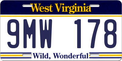 WV license plate 9MW178