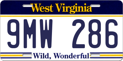 WV license plate 9MW286