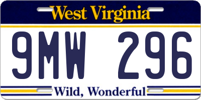 WV license plate 9MW296
