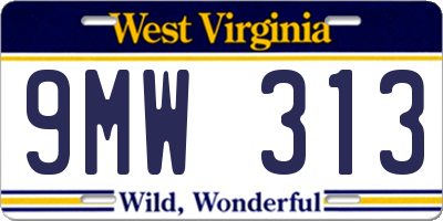 WV license plate 9MW313