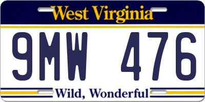 WV license plate 9MW476