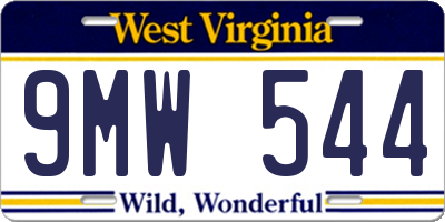 WV license plate 9MW544