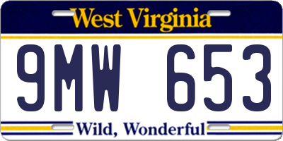 WV license plate 9MW653
