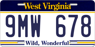 WV license plate 9MW678