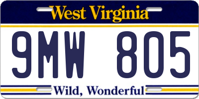 WV license plate 9MW805