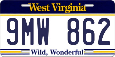 WV license plate 9MW862
