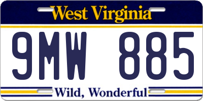 WV license plate 9MW885