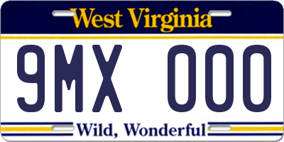 WV license plate 9MX000