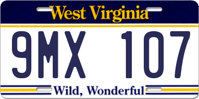 WV license plate 9MX107