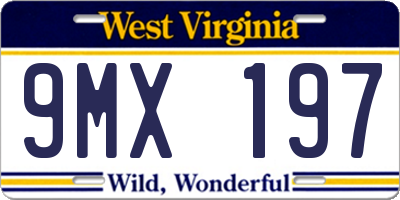 WV license plate 9MX197