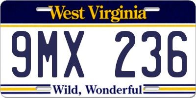 WV license plate 9MX236