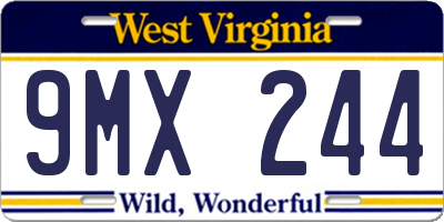 WV license plate 9MX244