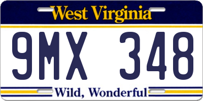 WV license plate 9MX348