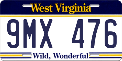 WV license plate 9MX476