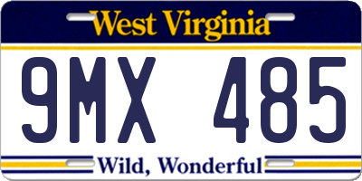 WV license plate 9MX485