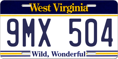 WV license plate 9MX504