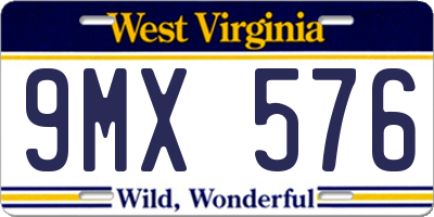 WV license plate 9MX576
