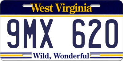 WV license plate 9MX620