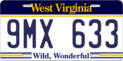 WV license plate 9MX633