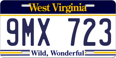 WV license plate 9MX723