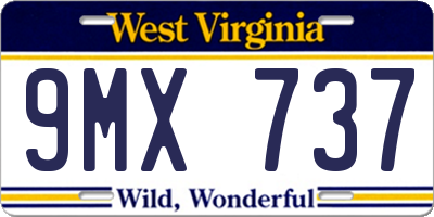 WV license plate 9MX737