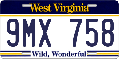 WV license plate 9MX758