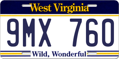 WV license plate 9MX760