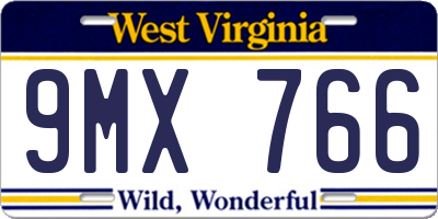 WV license plate 9MX766