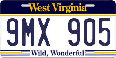 WV license plate 9MX905