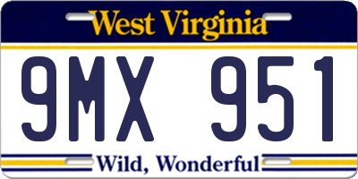 WV license plate 9MX951