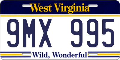 WV license plate 9MX995