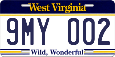 WV license plate 9MY002