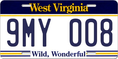 WV license plate 9MY008