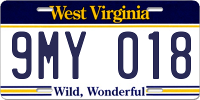 WV license plate 9MY018