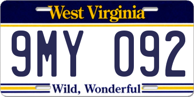 WV license plate 9MY092