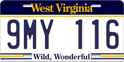 WV license plate 9MY116