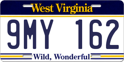 WV license plate 9MY162