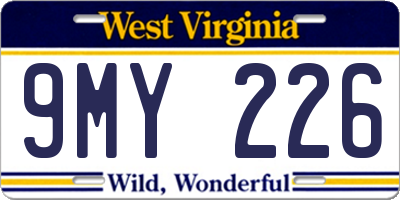 WV license plate 9MY226