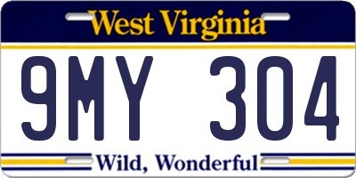 WV license plate 9MY304
