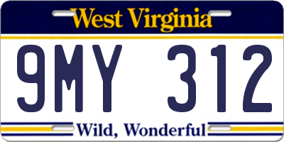WV license plate 9MY312