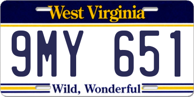 WV license plate 9MY651