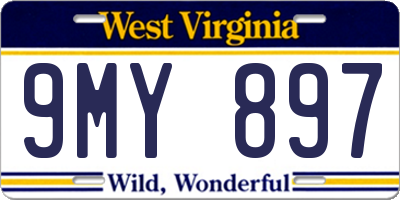 WV license plate 9MY897