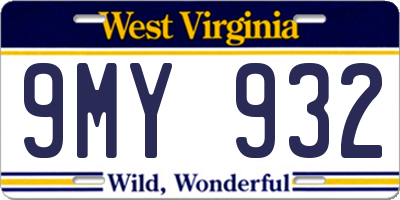WV license plate 9MY932