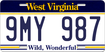 WV license plate 9MY987