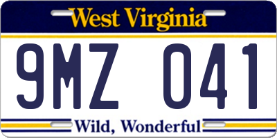WV license plate 9MZ041