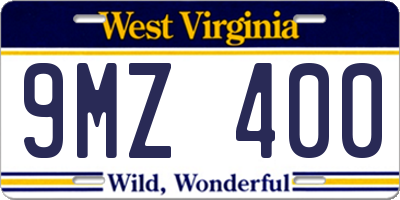 WV license plate 9MZ400