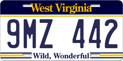 WV license plate 9MZ442