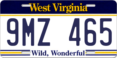 WV license plate 9MZ465