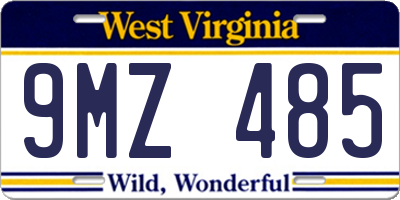 WV license plate 9MZ485
