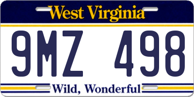 WV license plate 9MZ498
